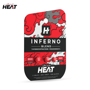 STRAIGHT HEAT INFERNO BLEND 7 HYDROXY + PSEUDO KRATOM TABLETS 25MG/3CT/10PK